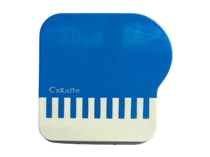 Estuche para lentes de contacto con dibujo de piano, color: azul