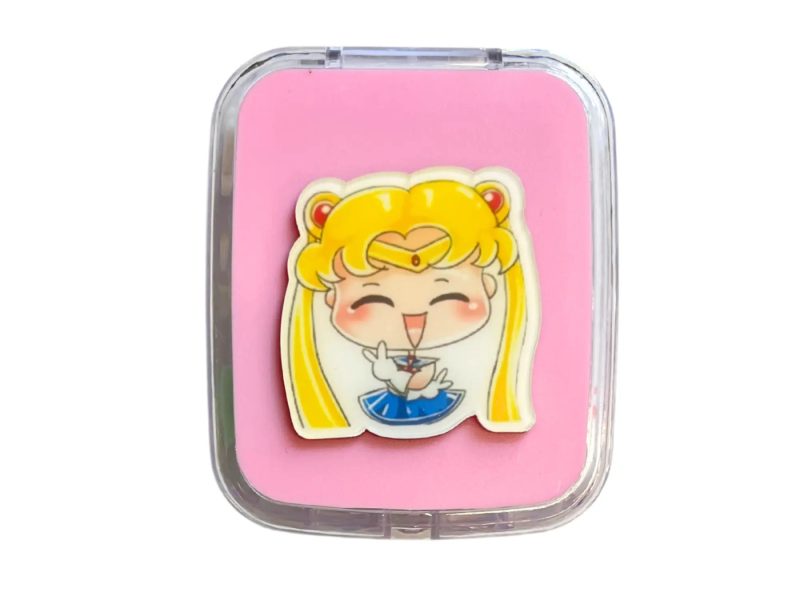 Estuche para lentes de contacto con motivo de Sailor Moon, color: rosa