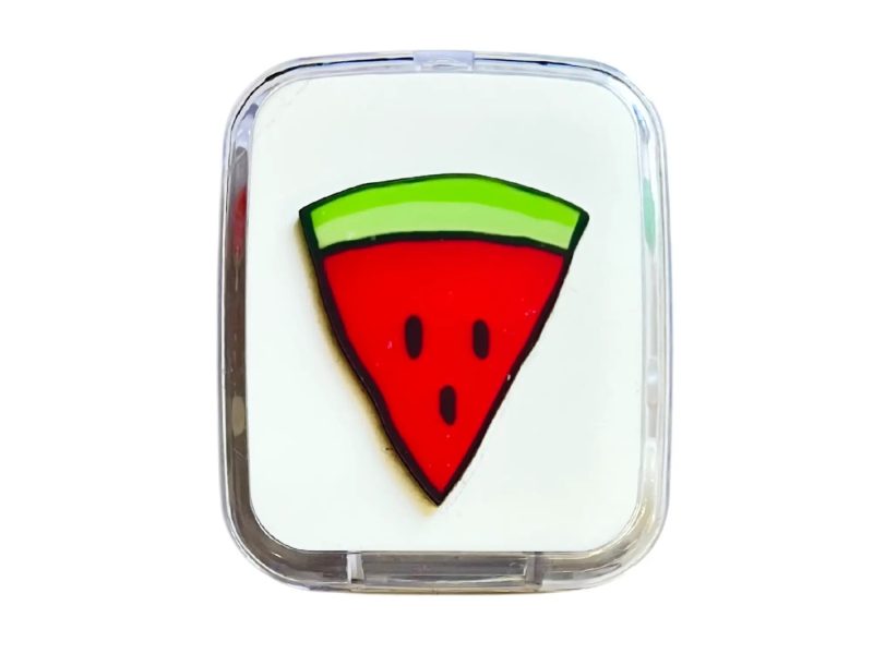 Estuche para lentes de contacto con estampado de frutas, color: sandía