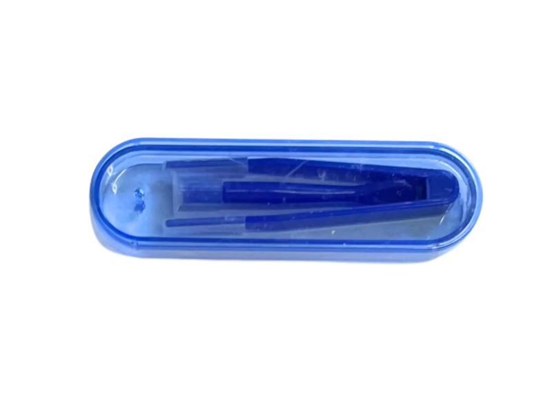 Estuche para lentes de contacto con clip de color, color: azul