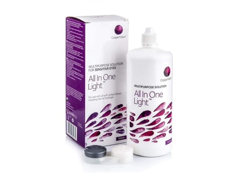 All in One Light (360 ml), solución y estuche para lentillas