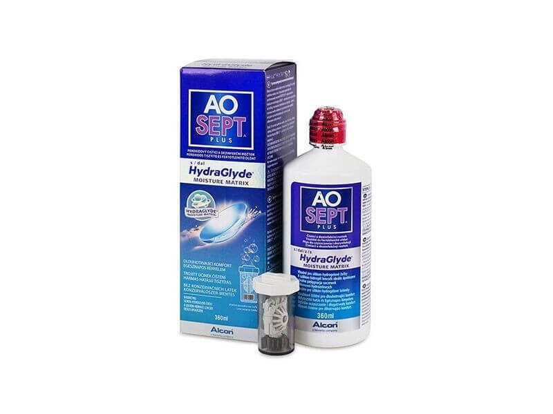 AoSept Plus with HydraGlyde (360 ml), solución y estuche para lentillas