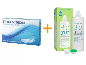  Pro-Vision (6 unidades) - lentes de contacto desechables mensuales + Biotrue (300 ml)