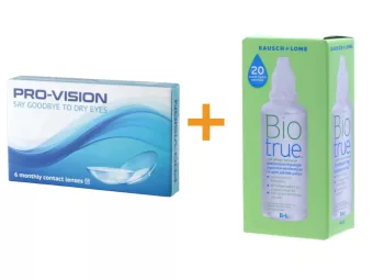   Pro-Vision (6 unidades) - lentes de contacto desechables mensuales de hidrogel de silicona + Biotrue (60 ml)