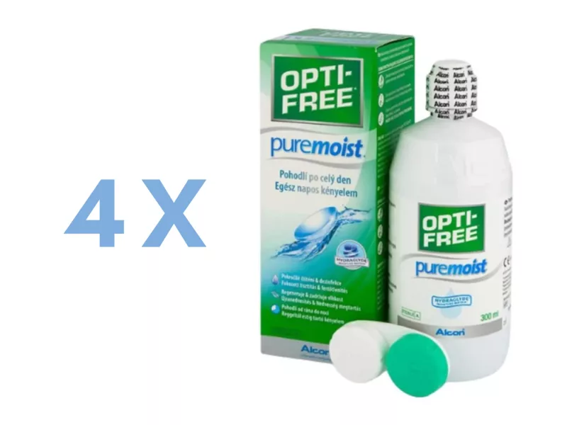 OPTI-FREE PureMoist (4x300 ml), solución y estuche para lentillas