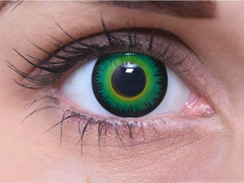 ColourVUE Crazy Ojos de colémbolo verde (2 unidades) , cubierta, 3 lentillas mensuales - sin dioptrías 