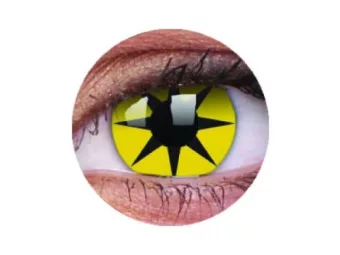   ColourVUE Crazy Estrella amarilla (2 unidades) , cubierta, 3 lentillas mensuales - sin dioptrías 
