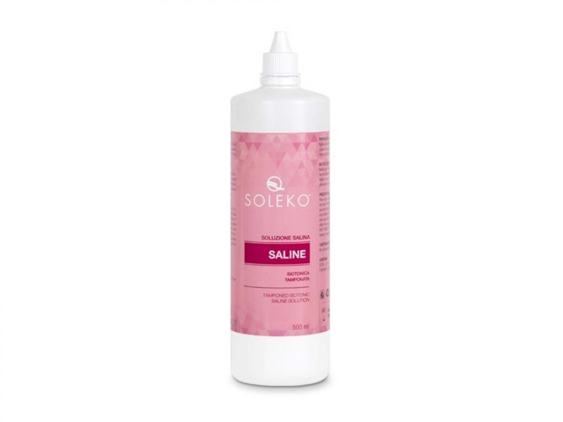 Saline (500 ml), solución salina para enjuagar las lentes